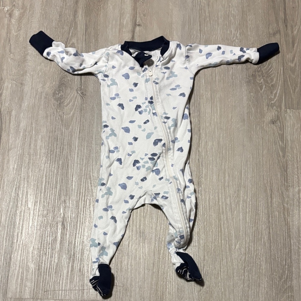 Burt's Bees Blue‎ and White Patterned Footie